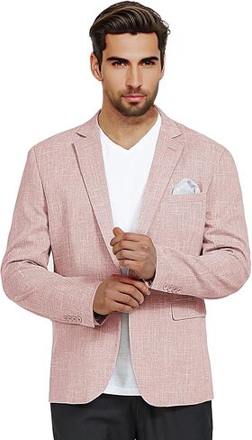 Men’s Blazer Casual Sport Coats Slim Fit Lightweight Suit Jacket One Button Summer Blazers with Pocket Square in Saudi Arabia