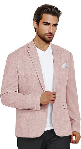 Men’s Blazer Casual Sport Coats Slim Fit Lightweight Suit Jacket One Button Summer Blazers with Pocket Square in Saudi Arabia