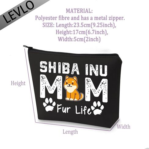 LEVLO SHIBA INU Mom Gifts SHIBA INU MOM Fur Life Makeup Bags SHIBA INU Lovers Gifts in Kuwait