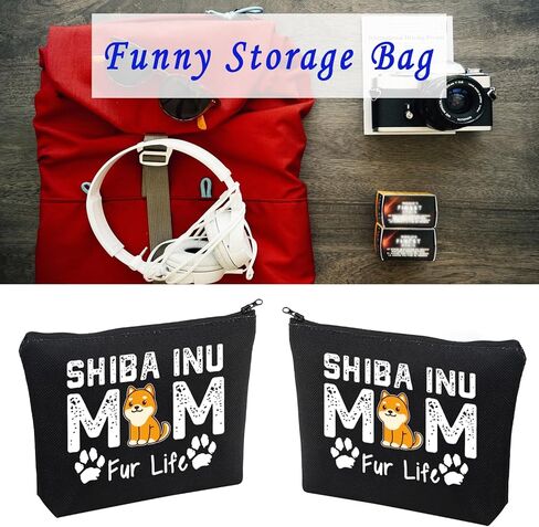 LEVLO SHIBA INU Mom Gifts SHIBA INU MOM Fur Life Makeup Bags SHIBA INU Lovers Gifts in Kuwait