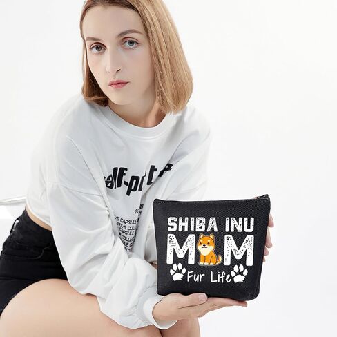 LEVLO SHIBA INU Mom Gifts SHIBA INU MOM Fur Life Makeup Bags SHIBA INU Lovers Gifts in Kuwait
