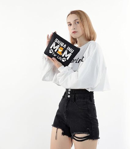 LEVLO SHIBA INU Mom Gifts SHIBA INU MOM Fur Life Makeup Bags SHIBA INU Lovers Gifts in Kuwait