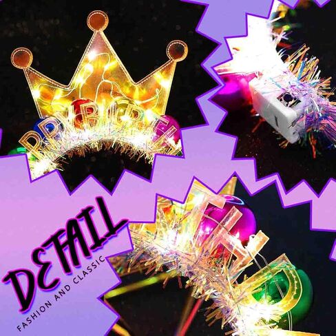 Zoestar Light Up Happy Birthday Crown Headband Glow Ball Hair Bands Sparkly Birthday Party Hair Accessories Women in Saudi Arabia