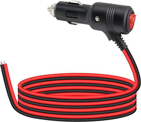 12V Fused Cigarette Lighter Male Plug with On Off Switch and 13AWG Leads 6.5FT,Replacement Car Cigarette Lighter Power Plug with 15A Fuse and LED Indicator(2M) in Saudi Arabia