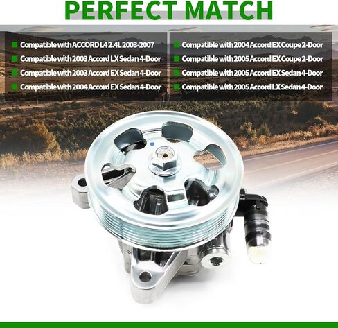 Power Steering Pump with Pulley Compatible with Accord 2003-2007 2.4L 56110RAAA01 in Kuwait