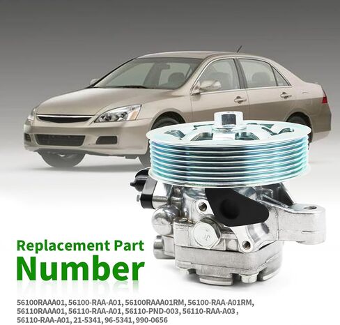 Power Steering Pump with Pulley Compatible with Accord 2003-2007 2.4L 56110RAAA01 in Kuwait