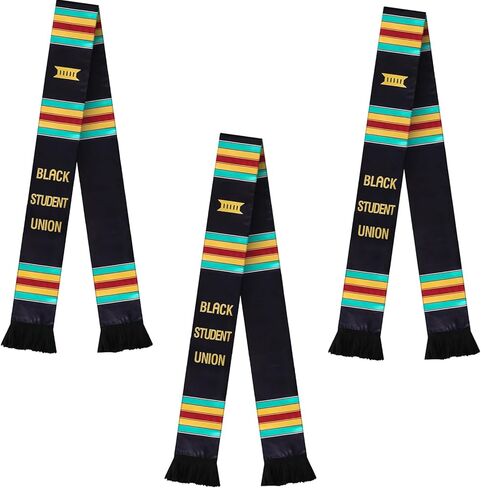 3 قطع من القماش الأسود لاتحاد الطلاب للتخرج، وشاح كينتي سرق التخرج، وشاح التخرج الفني الأصيل، وشاح أفريقي للديكورات الأمريكية الأفريقية in Kuwait