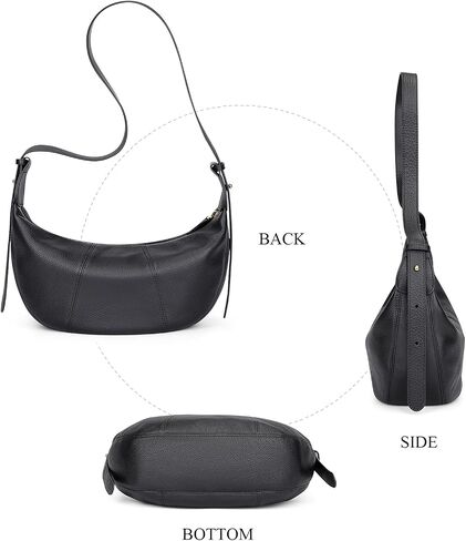 Over Earth Genuine Leather Hobo Bags for Women Crescent Leather Shoulder Purses with Adjustable Strap in Saudi Arabia