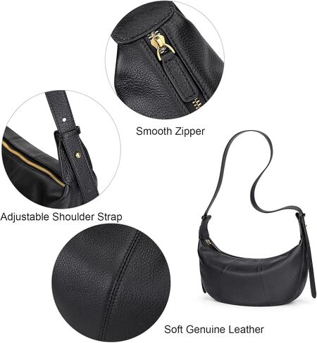 Over Earth Genuine Leather Hobo Bags for Women Crescent Leather Shoulder Purses with Adjustable Strap in Saudi Arabia