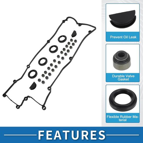 Valve Cover Gasket No.2244126801 with Spark Plug Seal Cylinder Head Valve Seal Gasket for KIA Rio Rio5 2006-2011 1.6L for Hyundai Accent 2006-2011 Black Rocker Cover Gasket in Saudi Arabia