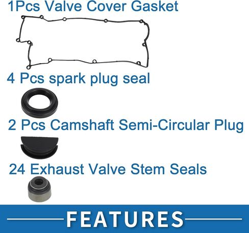 Valve Cover Gasket No.2244126801 with Spark Plug Seal Cylinder Head Valve Seal Gasket for KIA Rio Rio5 2006-2011 1.6L for Hyundai Accent 2006-2011 Black Rocker Cover Gasket in Saudi Arabia
