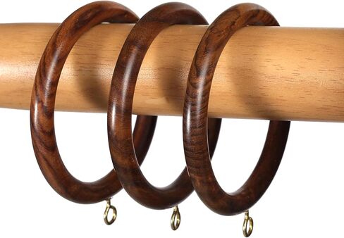 Handmade Wooden Curtain Rings Inner Día 2.5'' & Outer Día 3.5'' Set of 12 (Brown) | Fits Drapery Rods: 2 to 2.2 Inches Thick | Rosewood Brown Curtain Rings. in Saudi Arabia