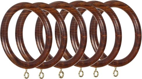 Handmade Wooden Curtain Rings Inner Día 2.5'' & Outer Día 3.5'' Set of 12 (Brown) | Fits Drapery Rods: 2 to 2.2 Inches Thick | Rosewood Brown Curtain Rings. in Saudi Arabia