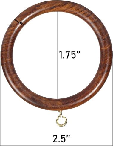 Handmade Wooden Curtain Rings Inner Día 2.5'' & Outer Día 3.5'' Set of 12 (Brown) | Fits Drapery Rods: 2 to 2.2 Inches Thick | Rosewood Brown Curtain Rings. in Saudi Arabia
