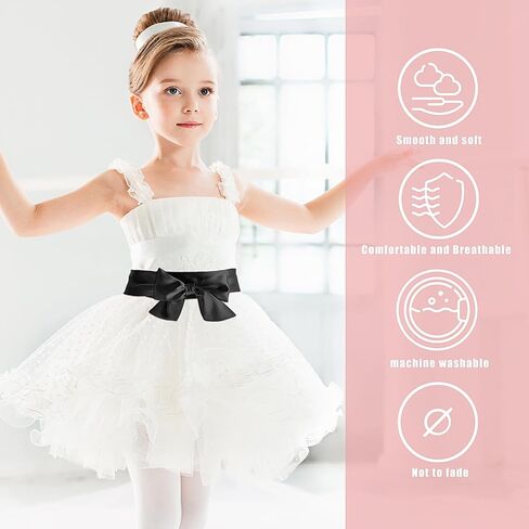 Aster Black Sash Bow Belt for Girls, Simple Classic Flower Girl Sash, Long Waist Belts for Wedding Party, 1.96'' Wide in Saudi Arabia