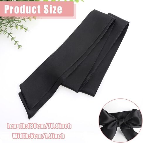 Aster Black Sash Bow Belt for Girls, Simple Classic Flower Girl Sash, Long Waist Belts for Wedding Party, 1.96'' Wide in Saudi Arabia