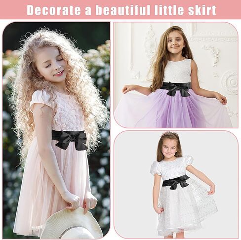 Aster Black Sash Bow Belt for Girls, Simple Classic Flower Girl Sash, Long Waist Belts for Wedding Party, 1.96'' Wide in Saudi Arabia