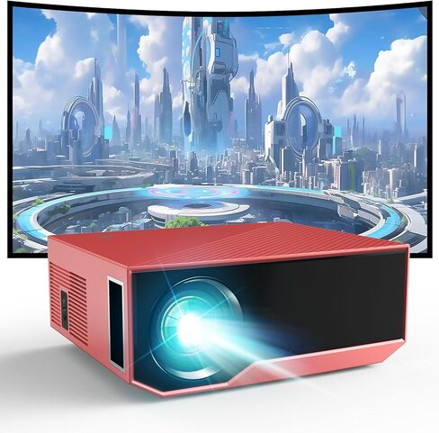 جهاز عرض مزود بتقنية WIFI وبلوتوث، جهاز عرض أفلام محمول خارجي بسعة 15000 لتر متوافق مع أجهزة Android/iOS/Windows/TV Stick/HDMI/USB (أحمر) in Kuwait