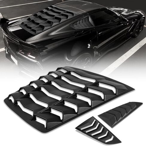 غطاء خلفي + حجم النافذة للزجاج الأمامي للشمس متوافق مع كورفيت C7 ستينغراي جراند سبورت Z51 Z06 ZR1 2014-2019 باللون الأسود اللامع من طراز GT Lambo in Kuwait