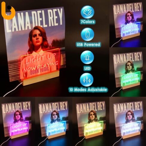 BiJun الآن يلعب حامل سجل الفينيل، حامل سجل الفينيل على الحائط حامل عرض الفينيل الخشبي رف سجل لعرض ألبوم الفينيل وحامل تخزين LPS مع أضواء متعددة الألوان in Kuwait