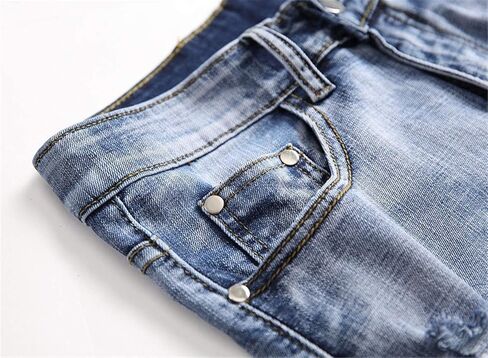 Betusline Mens Jean Shorts Distressed Ripped Denim Shorts Summer Casual Classic Straight Short Jeans in Kuwait