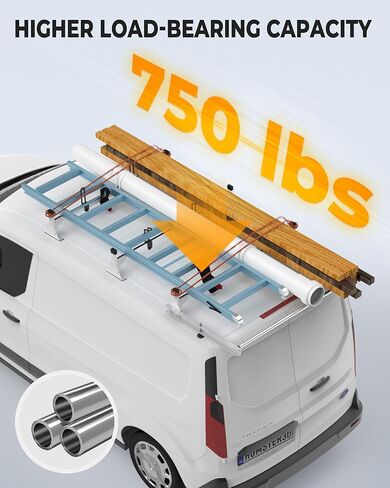 حامل سقف للشاحنة مصنوع من الفولاذ عالي التحمل مقاس 46 بوصة، رف سلم للشاحنة مع أسطوانة شحن خلفية مناسبة لسيارة Ford Transit Connect لعام 2014، أبيض، 3 قضبان، 750 رطلًا in Kuwait