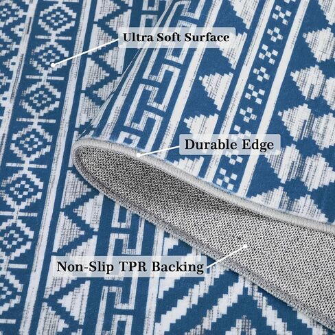 سجادة CAROMIO مقاس 10 × 13 كبيرة جدًا لغرفة المعيشة، سجادة قابلة للغسل، سجادة أرضية بوهو لهجة، سجادة مغربية ذات كومة منخفضة غير قابلة للانزلاق، سجادة مغربية هندسية، غطاء أرضيات المزرعة لغرفة النوم، ديكور المنزل، أسود in Kuwait