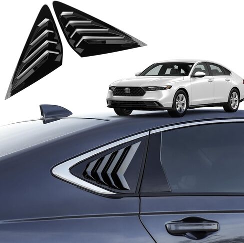 Thenice for 11th Gen Accord Racing Style Rear Side Window Louvers Blinds Air Vent Scoop Shades Cover Compatible with Honda Accord 2023 2024 -Piano Black in Saudi Arabia
