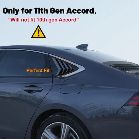 Thenice for 11th Gen Accord Racing Style Rear Side Window Louvers Blinds Air Vent Scoop Shades Cover Compatible with Honda Accord 2023 2024 -Piano Black in Saudi Arabia