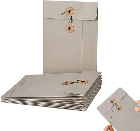 10 Pcs Kraft Paper String Envelope File Folder A5 Size Vertical Document Bill Cards Storage Organizer File Bag with Button String Tie Closure Bag File Folder Project Pockets for School Office in Kuwait