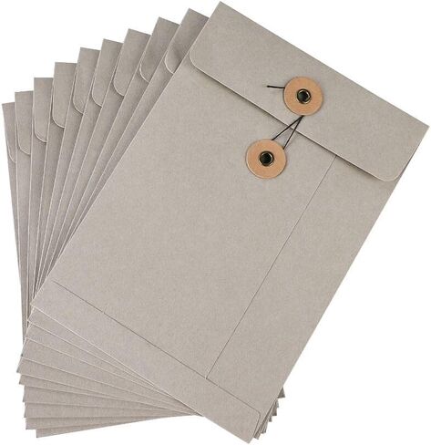 10 Pcs Kraft Paper String Envelope File Folder A5 Size Vertical Document Bill Cards Storage Organizer File Bag with Button String Tie Closure Bag File Folder Project Pockets for School Office in Kuwait