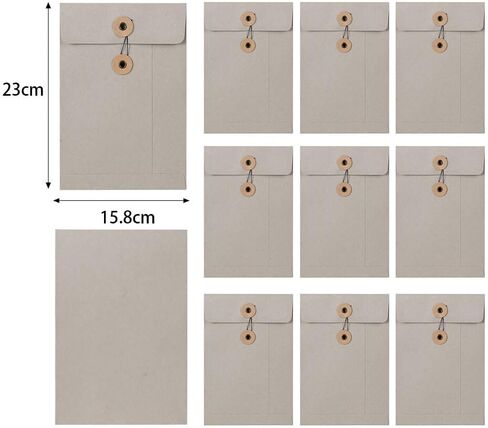 10 Pcs Kraft Paper String Envelope File Folder A5 Size Vertical Document Bill Cards Storage Organizer File Bag with Button String Tie Closure Bag File Folder Project Pockets for School Office in Kuwait