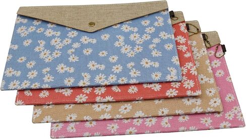 Enyuwlcm Felt folder Case Decorative A4 File Folder Document Holder Portfolio Envelope Floral Style with Snap Closure for Women Girls 4 Packs in Saudi Arabia