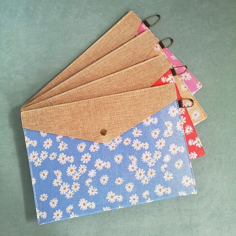 Enyuwlcm Felt folder Case Decorative A4 File Folder Document Holder Portfolio Envelope Floral Style with Snap Closure for Women Girls 4 Packs in Saudi Arabia