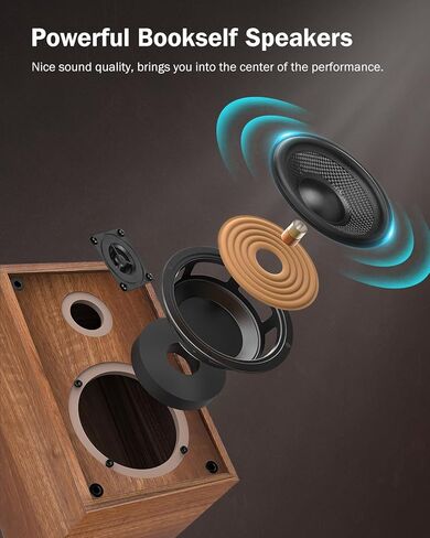 1 by ONE Record Player, Hi-Fi System Bluetooth Turntable Players with Stereo Bookshelf Speakers, Phono Preamp, AT-3600L, Adjustable Counterweight, Bluetooth Output&Input, 2-Speed Belt Drive in Kuwait