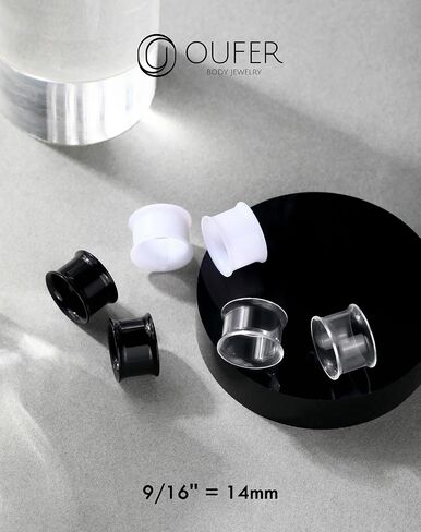 OUFER 6PCS Acrylic Ear Gauges, Mix-color Double Flared Ear Tunnels Plugs, UV Stretcher Expander Ear Piercing Jewelry For Women Men in Saudi Arabia
