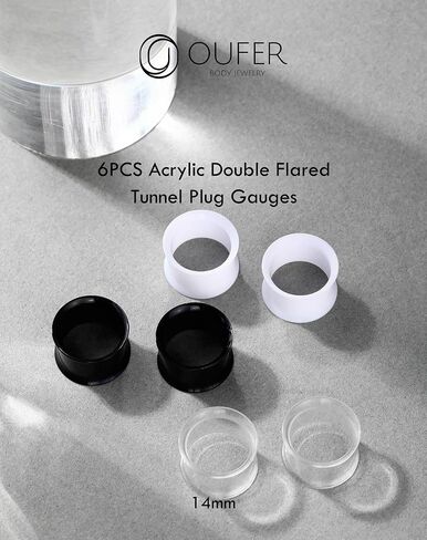 OUFER 6PCS Acrylic Ear Gauges, Mix-color Double Flared Ear Tunnels Plugs, UV Stretcher Expander Ear Piercing Jewelry For Women Men in Saudi Arabia