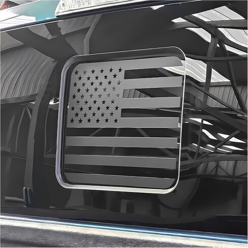 Fits Ford F150 F250 F350 2004-2024 Rear Middle Back Sliding Window American US Flag Vinyl Decal Matte Black Exterior Accessories in Kuwait