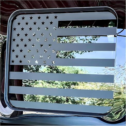 Fits Ford F150 F250 F350 2004-2024 Rear Middle Back Sliding Window American US Flag Vinyl Decal Matte Black Exterior Accessories in Kuwait