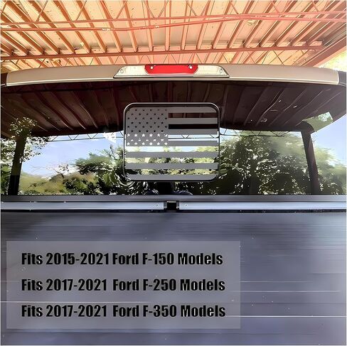Fits Ford F150 F250 F350 2004-2024 Rear Middle Back Sliding Window American US Flag Vinyl Decal Matte Black Exterior Accessories in Kuwait