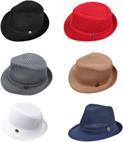 6 قطع من قبعة فيدورا للشاطئ الصيفية الشبكية للحفلات من القش وفطيرة لحم الخنزير للرجال والنساء in Kuwait