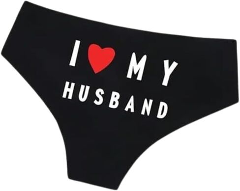 Generic سراويل داخلية I Love My Husband، ملابس داخلية مريحة فائقة النعومة، ملابس داخلية مثيرة للنساء، تصميم فريد بطباعة قلب، أسود (كبير)، أسود/أحمر in Saudi Arabia