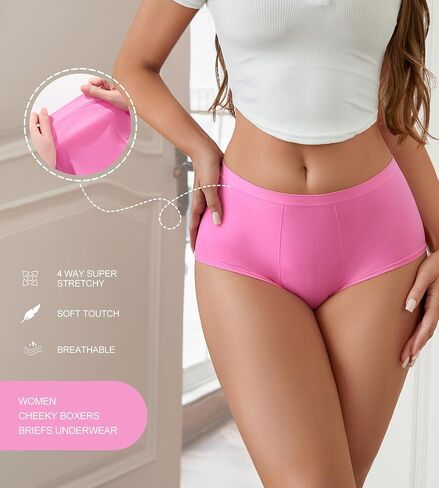SHARICCA Women Boxer Briefs Seamless Soft Boy Shorts Underwear Stretchy Cheeky Boyshort Panties Microfiber Pack in Saudi Arabia