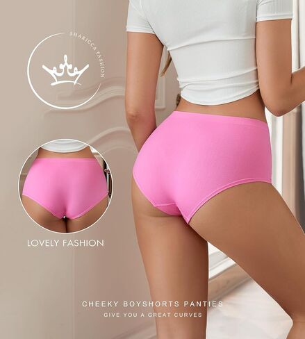 SHARICCA Women Boxer Briefs Seamless Soft Boy Shorts Underwear Stretchy Cheeky Boyshort Panties Microfiber Pack in Saudi Arabia