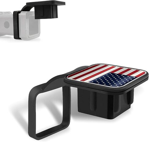 1 PC Trailer Hitch Plug Insert Cover, 2In Waterproof Vehicle Hitch Plug Protector, American Flag Design, Square Dustproof Hitch Receiver, Universal Heavy Duty Trailer Hitch Cover (Red) in Saudi Arabia