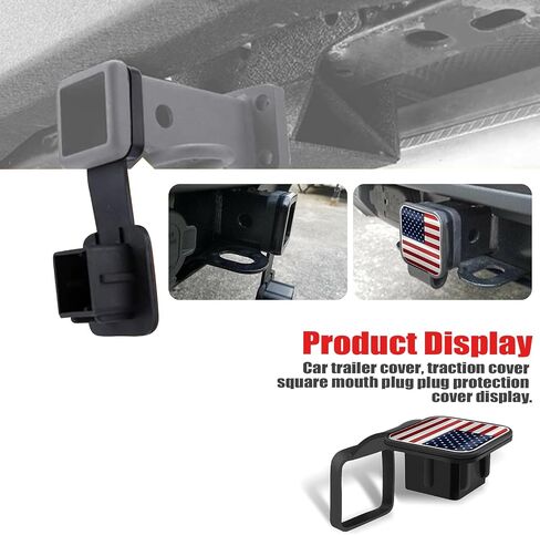 1 PC Trailer Hitch Plug Insert Cover, 2In Waterproof Vehicle Hitch Plug Protector, American Flag Design, Square Dustproof Hitch Receiver, Universal Heavy Duty Trailer Hitch Cover (Red) in Saudi Arabia