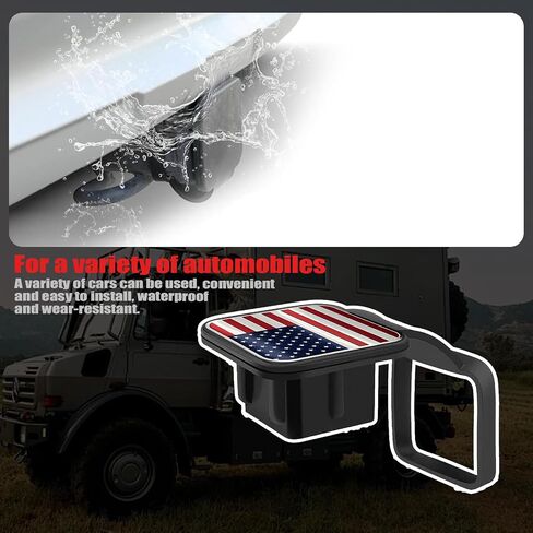 1 PC Trailer Hitch Plug Insert Cover, 2In Waterproof Vehicle Hitch Plug Protector, American Flag Design, Square Dustproof Hitch Receiver, Universal Heavy Duty Trailer Hitch Cover (Red) in Saudi Arabia