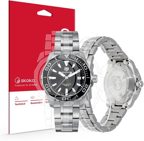 skoko [مجموعة كاملة في حزمة واحدة، طبقة حماية كاملة للجسم متوافقة مع Tagheuer Aquaracer 300m 43mm بشرة شفافة لامعة، تغطية كاملة، مضادة للخدش، سهلة التركيب in Kuwait