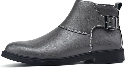 Men's Genuine Leather Pointed Toe Dress Chelsea Boots Adjustable Buckle Inner Zipper Ankle Boots Casual Formal Business Booties in Saudi Arabia