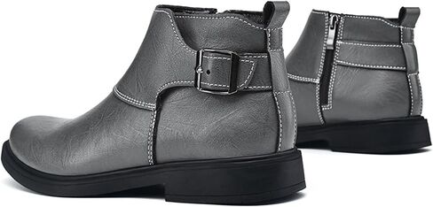 Men's Genuine Leather Pointed Toe Dress Chelsea Boots Adjustable Buckle Inner Zipper Ankle Boots Casual Formal Business Booties in Saudi Arabia